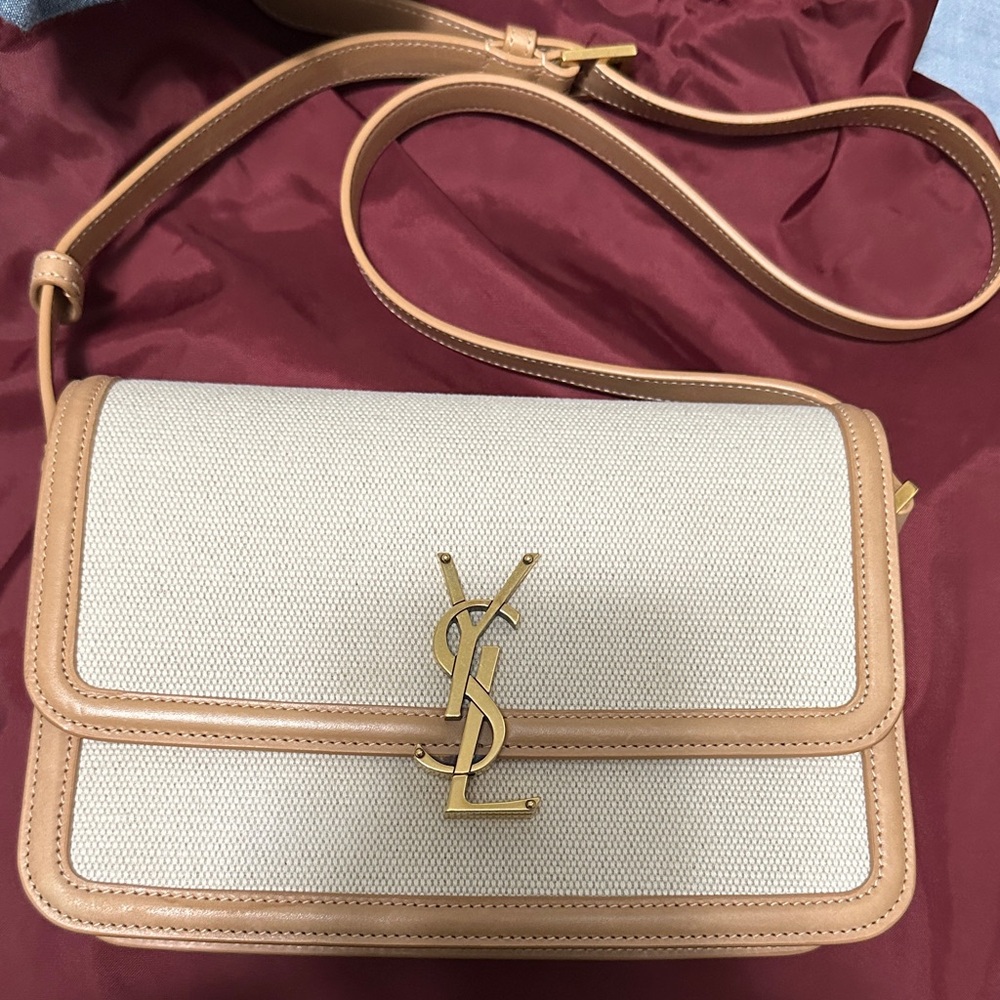 Yves Saint Laurent Beige and Light Brown Crossbody Bag